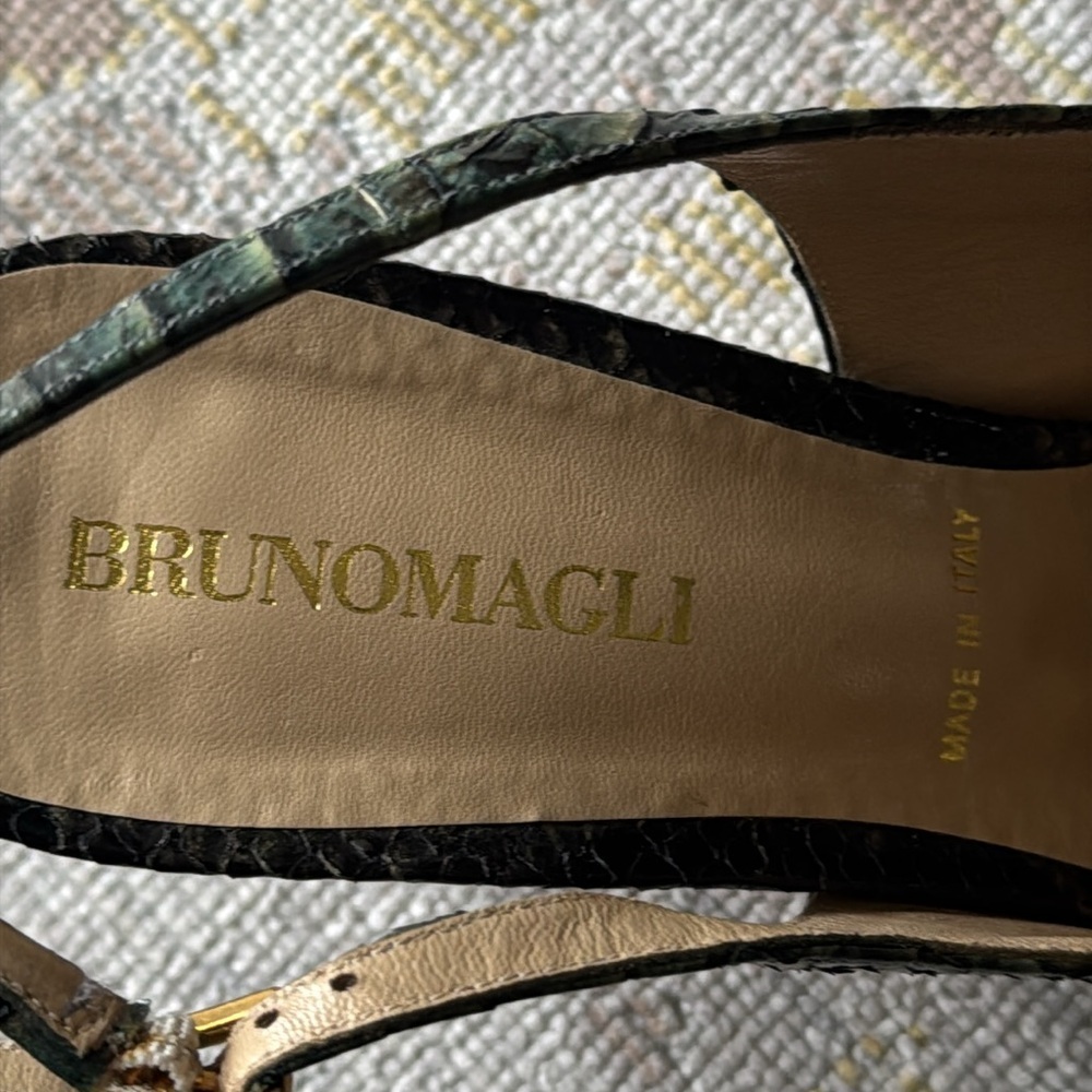 Bruno Magli Slingback Snakeskin Leather Shoes Size 40 - Picture 7 of 10